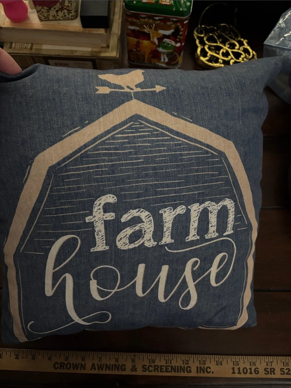 Farmhouse Blue Decorative Throw Pillow - Unbranded